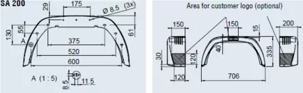 Lokasuoja AL-KO muovi 200X706mm AL-KO Lokasuoja 1-akselinen SA 200 - Lokasuojat - 16552 - 2